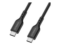 OtterBox - USB-kabel - USB-C (hane) till USB-C (hane) - USB 2.0 - 3 A - 2 m - svart 78-81357