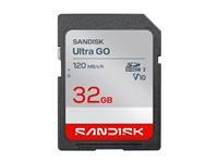 SanDisk Ultra GO - Flash-minneskort - 32 GB - Video Class V10 / UHS-I U1 - SDHC UHS-I SDSDUGN-032G-GN6IN