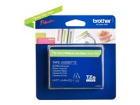 Brother TZe-MQG35 - Matt - självhäftande - vitt på äppelgrönt - Rulle (1,2 cm x 4 m) 1 kassett(er) bandlaminat - för Brother PT-D210, D600, H110, P750, P950; P-Touch PT-E550; P-Touch Cube PT-P300, P910 TZEMQG35