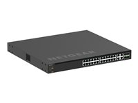 NETGEAR M4350-24M4X4V - Switch - L3 - Administrerad - 24 x 100/1000/2.5G (PoE++) + 4 x 100/1000/2.5G/5G/10G (PoE++) + 4 x 25 Gigabit SFP28 - främre till bakre luftflöde - skrivbordsmodell, rackmonterbar - PoE++ (2520 W) MSM4332-100NES
