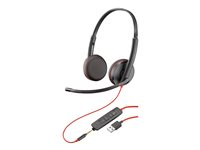Poly Blackwire 3225 - Blackwire 3200 Series - headset - på örat - kabelansluten - USB, 3,5 mm kontakt - svart - Skype-certifierat, Cisco Jabber-certifierad, Avaya-certifierad 80S11A6