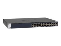 NETGEAR M4300-28G - Switch - L3 - Administrerad - 2 x 10/100/1000/10000 + 2 x 10 Gigabit SFP+ + 24 x 10/100/1000 - främre till bakre luftflöde - rackmonterbar GSM4328S-100NES