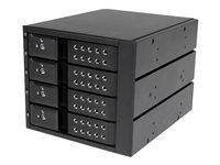 StarTech.com Flyttbart hyllfritt bakpanelställ i aluminium med hot swap-funktion för fyra 3,5" SAS II/SATA III - 6 Gbps HDD - Förvaringsmobilrack - 2.5" - svart HSB4SATSASBA
