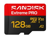 SanDisk Extreme PRO - Flash-minneskort (SD-adapter inkluderad) - 128 GB - A2 / Video Class V30 / UHS-I U3 - mikroSDXC UHS-I SDSQXCJ-128G-GS6MA