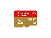 SanDisk Extreme - Flash-minneskort (adapter, microSDHC till SD inkluderad) - 2 TB - A2 / Video Class V30 / UHS-I U3 - mikroSDXC UHS-I SDSQXAV-2T00-GN6MA