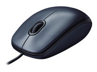 Logitech M100 - Mus - höger- och vänsterhänta - optisk - 3 knappar - kabelansluten - USB - svart 910-001602