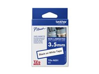 Brother TZe-N201 - Svart på vitt - Roll (0.35 cm x 8 m) 1 kassett(er) tejp - för P-Touch Cube PT-P300, P910; P-Touch Cube Plus PT-P710; P-Touch Cube Pro PT-P910 TZEN201