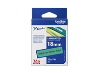 Brother TZe-741 - Standardlim - svart på grön - Rulle (1,8 cm x 8 m) 1 kassett(er) bandlaminat - för Brother PT-D600; P-Touch PT-750, D450, D800, E550, P750, P900, P950; P-Touch EDGE PT-P750 TZE741