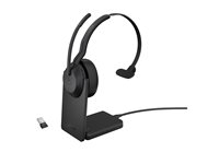 Jabra Evolve2 55 MS Mono - Headset - på örat - Bluetooth - trådlös - aktiv brusradering - USB-A via Bluetooth-adapter - svart - med laddningsställ - Zoomcertifierad, Cisco Webex Certified, Tencent Meeting-certifierad, Alcatel-Lucent-certifierad, Avaya-certifierad, Unify-certifierad, MFi-certifierad, Google Meet-certifierad, Amazon Chime-certifierad 25599-899-989