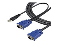 StarTech.com 10 ft Ultra Thin USB VGA 2-in-1 KVM Cable - VGA KVM Cable - USB KVM Cable - KVM Switch Cable (SVECONUS10) - Video/USB-kabel - USB, HD-15 (VGA) (hane) till HD-15 (VGA) (hane) - 3.05 m - svart - för P/N: CAB831HDU, RACKCONS1908, SV1631DUSBUK, SV565DUTPU, SV565UTPUL, SV831DUSBUK SVECONUS10