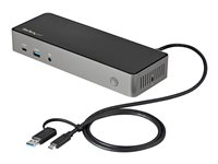 StarTech.com USB-C- och USB-A-dockningsstation - Universal hybriddockningsstation för trippla bildskärmar, DisplayPort och HDMI 4K 60 Hz - 85 W strömförsörjning, 6x USB-hubb, GbE, Ljud - USB 3.1 Gen. 2, 10 Gbit/sek - Dockningsstation - USB-C - 3 x HDMI, 3 x DP - 1GbE - 85 Watt DK31C3HDPDUE