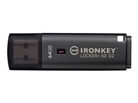 Kingston IronKey Locker+ 50 G2 - USB flash-enhet - krypterat - 64 GB - USB 3.2 Gen 1 - TAA-kompatibel IKLP50G2/64GB
