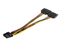 StarTech Dual SATA to LP4 Power Doubler Cable Adapter, 2 SATA to 4 Pin LP4 Internal PC Peripheral Power Supply Connector, SATA Y Cable, Male/Female, 18 AWG Wire, 9 Amps at 12V (108W) - 18AWG Copper Wires (DSATPMOLP4) - Strömadapter - SATA-ström (hane) till 4 pin intern effekt (hona) - 5 - 12 V - 9 A - 19.1 cm DSATPMOLP4