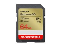 SanDisk Extreme Go - Flash-minneskort - 64 GB - Video Class V30 / UHS-I U3 - SDXC UHS-I SDSDXGN-064G-GNCIN